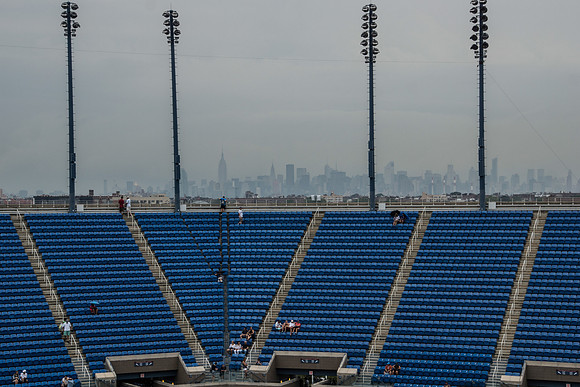 Rain delay view from the top of Arthur Ashe Stadium